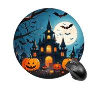Bats Skim Over The Castle Round Gaming Mouse Pad Non-Slip Rubber Base Mousepad Travel Office Mousepads for Desk Funny Waterproof Computer Mouse Mat Cute Laptop Mouspad 7.8x7.8 Inch