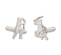 Batsman Cricket Player Cufflinks Presented in Onyx Art Cufflink Box, One size, Silver