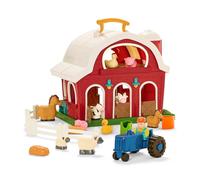 Battat Big Red Barn Farm Playset, Foldable Barn with Tractor, Toddler