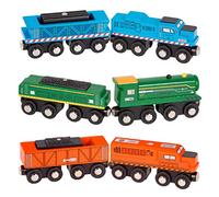 Battat - Classic Trains - 6 Pieces Wooden Railroad Set - Magnetic Toy Trains - Train Engines & Cars - 3+ Years- Wooden Locomotives & Freight Cars