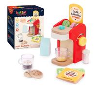 Battat Education - Wooden Barista Playset - Realistic Toy Coffee Maker with 22 Accessories for Pretend Play, Play Kitchen Toy, Encourages Creative Roleplay and Fine Motor Skills for Toddlers 2+ Years