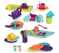 Battat 62243470095 Dinner & Tea Party Play Dinner 45pcs Party & Table Settings - Pretend Kitchen Toys for 3 years +, Tea Pot, Trays, Plates, Cutlery, Multiple