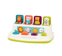 Battat Pop-Up Pals, Cause-and-Effect Pop-Up Animal Toy, Toddler, 4 Pals | 4 animal pals with turn, press, flip, and slide actions; colors, shapes, carry handle, Toddler, Interactive; 18+ Months