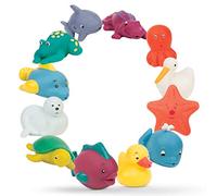 Battat Sea Bath Buddies Bath Squirters, 12 Sea Animals Set, Watersand | Best Friends Bath Buddies with 12 sea animal water squirters for bath play; soft, easy-to-squeeze toys, Watersand; 10+ Months