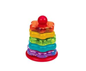 Battat Stacking Baby Toy, 5 Rainbow Rings with Rattle Textures, Toddler | Classic stacking toy with colorful textured rings; 3 translucent rings with beads inside for sensory play, Toddler; 1+ Years