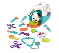 Battat Veterinarian Toy Set, 15-Piece Dalmatian Puppy Carrier Play, Playset | Plush Dalmatian puppy, carrier, 12 vet tools, 2 crate openings, portable storage for pretend pet care, Pretend Play, 2+ Years