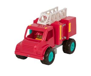 Battat - Vroom! Fire Engine Transport Toy with Movable Parts & 2 Firefighters - Classic Toddler Trucks - Kids Construction Toys - Soft Rubber Wheels - 18+ Months
