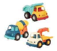 Battat - Wonder Wheels - 3 Pieces Toy Truck Set - Dump, Tow Cement- Toy Construction Vehicles - Recyclable Materials - 1 year +, Yellow