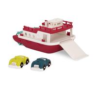 Battat Wonder Wheels Bath Toy Ferry Boat with 2 Cars, Floating Play, Trucks | Pool and bath toy boat with slide-out ramp, wind-up propeller, realistic ferry details, recyclable materials, 1+ Years