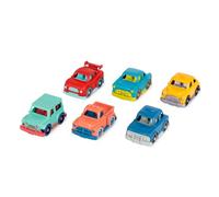 Battat- Wonder Wheels- Set of 6 Mini Toy Cars for Kids - Race, Truck, Taxi, Police, Retro, 4x4 - Pretend Play- Recyclable Materials - Mini Riders- 1 Year +