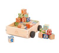 Battat - Wooden ABC Block Wagon - 26 Upper & Lower Case Alphabet & 4 Numbers Blocks (30 Pieces, 1-Inch+) - Stacking & Educational Toy for Toddlers 10+ Months