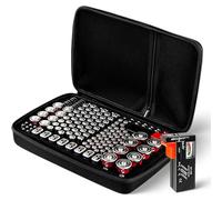 BattBox 166 Battery Case with Battery Tester, Water Resistant Cell Storage Organiser For AAAA, AAA, AA, 9V Flat, C, D and Button Batteries (Batteries Not Included)