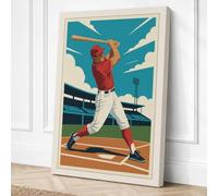 Batter at Home Art Deco Canvas Wall Art Print 30x20 Inch (76 x 51 cm)