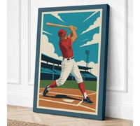 Batter at Home Art Deco Canvas Wall Art Print 36x24 Inch (91 x 61 cm)