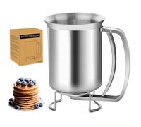 Batter Separator 680ML, MKNZOME Stainless Steel Pancake Dispenser with Stand Whipped Cream Dispensers Cupcakes Pancakes Cookie Cake Waffles Batter Dispenser Kitchen Baking Tool