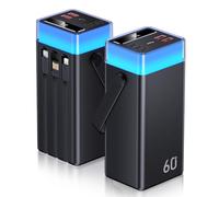 Batterie Externe Rose 10000mAh avec 4 Câbles Intégrés, Chargeur Externe, 6 Sorties & 2 Entrées, jusqu'à 22.5 W, avec Lampe de Poche, Batterie Portable, Power Bank pour iPhone, Galaxy, Pixel, iPad