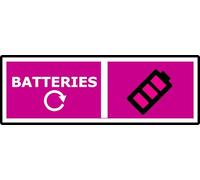 Batteries Recycling | 15cm x 5cm | Pink - Dibond Aluminium Sign for Offices, Schools, Public Spaces, Waste Management, Sustainability