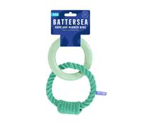 Rosewood Battersea Rope & Rubber Rings Tug Dog Toy, 13cm x 20cm, Green - Durable, Interactive Toy for Tugging, Chewing, and Playtime with Dogs