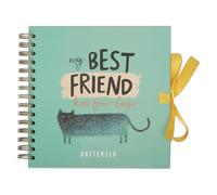 Battersea Wiro Bound Hardback Scrapbook 8", 40 Pages, White Paper, Cat, with Coordinating Ribbon Closure and Wire Colours