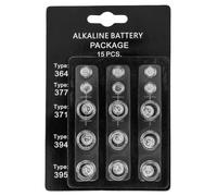 Battery 15 pcs. Alkaline Battery Pack KXD1042 - Unisex - Alkaline Silver 3x 364/SR621SW - 3x 377/SR626SW - 3x 371/SR920SW - 3x 394/SR936SW - 3x 395/SR927SW