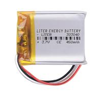 Battery 3 Wire 303040 LiPo 3.7V 450mAh 1.665Wh 1S 5C Liter Energy Battery Rechargeable with PCM NTC thermistor smartwatch electronic watch Not suitable for Radio Control 42x30x3mm (3P|450mAh|303040)