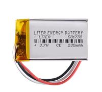 Battery 3 Wire 501730 LiPo 3.7V 230mAh 0.851Wh 1S 5C Liter Energy Battery Rechargeable with PCM NTC thermistor smartwatch electronic watch Not suitable for Radio Control 32x17x5mm (3P|230mAh|501730)