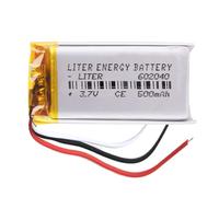 Battery 3 Wire 602040 LiPo 3.7V 500mAh 1.85Wh 1S 5C Liter Energy Battery Rechargeable with PCM NTC thermistor smartwatch electronic watch Not suitable for Radio Control 42x20x6mm (3P|500mAh|602040)