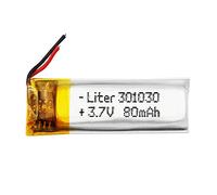 Battery 301030 LiPo 3.7V 80mAh 0.296Wh 1S 5C Liter Energy Battery for Electronics Rechargeable Portable Phone Smartwatch video light GPS - Not compatible for Radio Control 32x10x3mm (80mAh|301030)