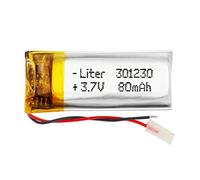 Battery 301230 LiPo 3.7V 80mAh 0.296Wh 1S 5C Liter Energy Battery for Electronics Rechargeable Portable Phone Smartwatch video light GPS - Not compatible for Radio Control 32x12x3mm (80mAh|301230)