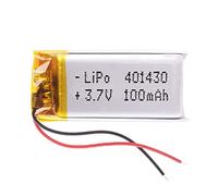 Battery 401430 LiPo 3.7V 100mAh 0.37Wh 1S 5C Liter Energy Battery for Electronics Rechargeable Portable Phone Smartwatch video light GPS - Not compatible for Radio Control 32x14x4mm (100mAh|401430)