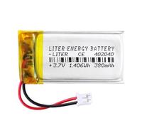 Battery 402040 LiPo 3.7V 380mAh 1.406Wh Rechargeable Connector PH2.0 (JST-PHR-02) Type B Lithium: Ensure the device polarity matches the battery 42x20x4mm (PH2|380mAh|402040)