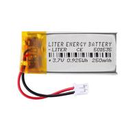 Battery 501535 LiPo 3.7V 250mAh 0.925Wh Rechargeable Connector PH2.0 (JST-PHR-02) Type B Lithium: Ensure the device polarity matches the battery 37x15x5mm (PH2|250mAh|501535)