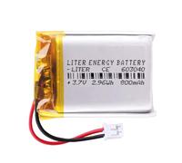 Battery 603040 LiPo 3.7 V 800 mAh 2.96 Wh Rechargeable with Plug PH2.0 (JST-PHR-02) Type B Lithium: Pay attention to the polarity of the device 42 x 30 x 6 mm (PH2|800mAh|603040)