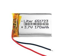 Battery 651723 LiPo 3.7V 170mAh 0.629Wh 1S 5C Liter Energy Battery for Electronics Rechargeable portable phone video led light GPS - Not compatible for Radio Control 25x17x7mm (170mAh|651723)