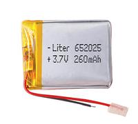 Battery 652025 LiPo 3.7V 260mAh 0.962Wh 1S 5C Litre Energy Li-ion Battery for Electronics, Rechargeable, Mobile Phone, Video, Smartwatch, GPS Watch, Not Suitable for Radio Control 26 x 20 x 7 mm (260