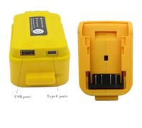 Battery Adapter with LED Light for DeWalt DCB203/DCB200 18V Battery, Dual USB Converter for Power Tool Battery
