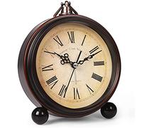 Battery Alarm Clock,Vintage Retro Alarm Clock with Night Light，Hangable ,Super Silent, Non Ticking Analog Small Table Clock for Bedroom ,Bedside, Desk,Shelf
