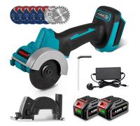 Battery Angle Grinder Cordless Cutter - 76 mm Forward/Reverse, With Max 20000 RPM Brushless Motor Metal Blades Cutting Discs