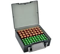 Battery Box Storage Box Organiser for 72 AA AAA Batteries - Bag for Home Organisation (Batteries Not Included) - Grey