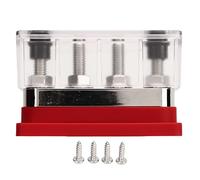 Battery Bus Bar Power Distribution Block High Current 600A M10 Stud Terminal for Cars RVs Boats Yachts ABS Zinc Alloy Brass Nylon 4 Stud (Rojo)