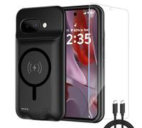 Battery case for Google Pixel 9A, 10,000 mAh rechargeable portable charging case compatible with Pixel 9A with charging shell for external battery (black)