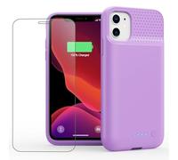 Battery Case for iPhone 11/XR (6.1inch),Upgraded 7500mAh Slim Portable Charger Case Cover,External Battery Pack Charging Case with Tempered-Glass Screen Protector for iPhone 11/iPhone XR (Purple)