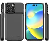 Battery Case for iPhone 14 Pro Max, 5000mAh Rechargeable Batteri Charging Cases for iPhone 14ProMax 5G 6.7" External Backup Power Bank Charger Protective Cover, Extended Your Phone Life Black