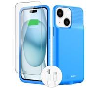 Battery Case for iPhone 15/15Pro, 15W Fast Charging Case 7000mAh Rechargeable Ultra-Slim Anti-Fall Protection Extended Charger Cover for iPhone 15/15 Pro Charging Case-6.1"（Blue）