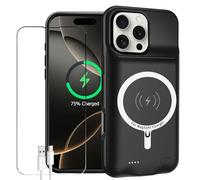 Battery Case for iPhone 16 Pro Max, Enhanced 12000mAh Portable Protective Wireless Charging Case Support Carplay Compatible with iPhone 16 Pro Max (6.9 inch) Rechargeable Battery Charger Case (Black)