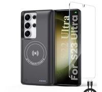 Battery Case For Samsung Galaxy S23 Ultra/S22 Ultra Charging phone case, Real 10000mAh Portable Power Bank with Magnetic Wireless Charging,Protective Charger phone case with battery pack Black