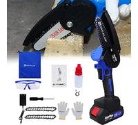 Battery Chainsaw, Electric Chainsaw, Battery, Mini Chainsaw with Battery and Charger, 4 Inch Single-Handed Electric Chainsaw, Electric Wood Pruning Saw, Rechargeable Portable for Garden