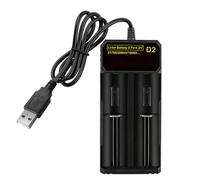 Battery Charger 18650 Universal USB Fast Charge - Dual Slot Smart Li-ion Rechargeable Battery Charger - 3.7V Lithium Ion 18650 21700 26650 AA AAA - Portable LED Indicator for Vape