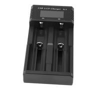 Battery Charger 2 Bay LCD Display Multiple Guard USB Charging Smart Battery Charger for 3.7V Lithium Battery 1.2V Ni MH Ni Cd Battery Applicable Batteries 2 Bay Battery Charger2