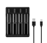 Battery Charger, 4 Slots rechargeable battery charger Universal battery charger for 3.7V/4.2V Li-Ion Batteries, 10440 16340 18650 18700 20700 21700 22650 14500, Type-C Fast Charging Smart Protection